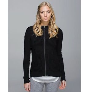 Lululemon Embrace Ribbed Knit Hoodie Heavyweight Full-Zip Sweatshirt Black